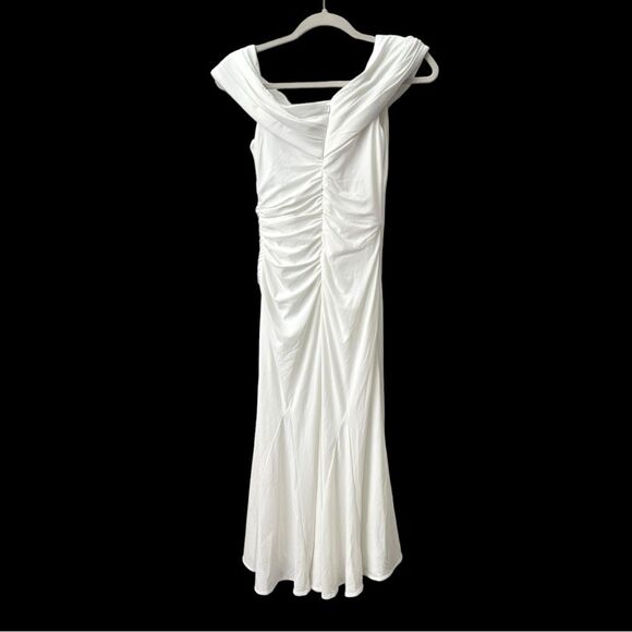 IEENA For Mac Duggal Anthropoligie Off-the-Shoulder Front-Slit Dress White NWT 2 - Picture 6 of 9